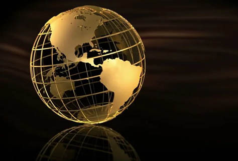 picture of stylized globe in bronze